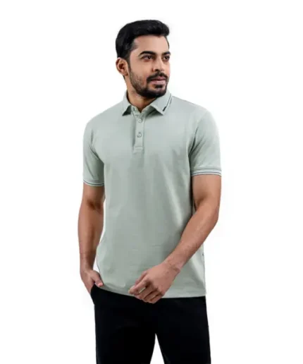 FarFashion Lite Olive Color Solid Half Sleeve Polo Shirt