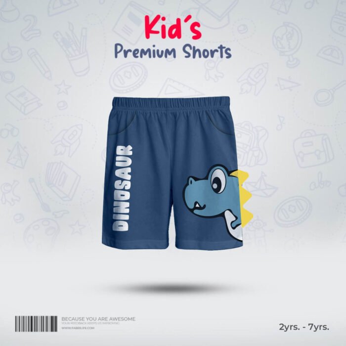 Kids Premium Cotton Shorts - Dinosaur - Image 1